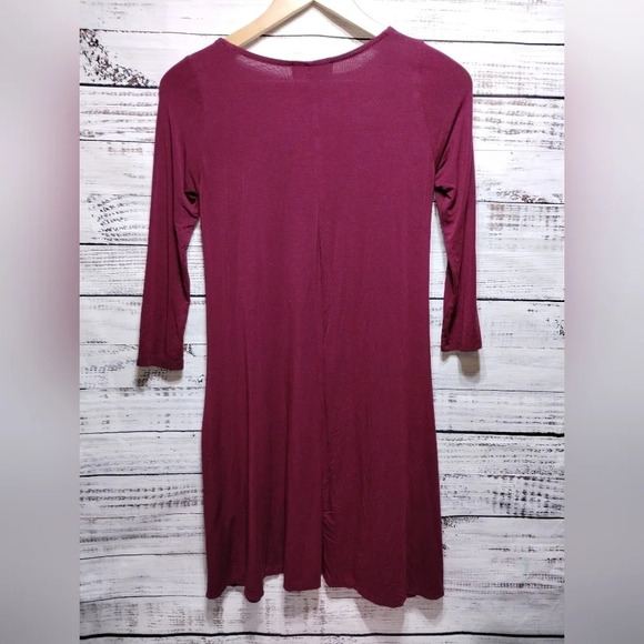 Lulu's Twirl Power Wine Dark Red Swing Dress size XS Basic Office Pockets Trendy - Picture 6 of 7